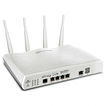 DrayTek Vigor 2862Ln Annex-A Dual-WAN-Router mit integriertem VDSL2/ADSL2 Modem als WAN1 und GigBit Ethernet-WAN2, 6xGigaBit-LAN, 1x USB, 32xVPN, 1x SIM-Karten-Slot (LTE), WLAN (2,4GHz)