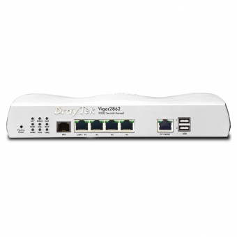 DrayTek Vigor 2862 Annex-A Dual-WAN-Router mit integriertem VDSL2/ADSL2 Modem als WAN1 und GigBit Ethernet-WAN2, 4xGigaBit-LAN, 2xUSB, 32xVPN