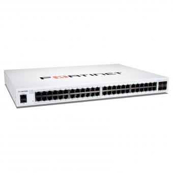 FortiSwitch-148F-POE FortiSwitch-148F-POE is a performance/price competitive L2+ management switch with 48x GE port + 4x SFP+ port + 1x RJ45 console. Port 1- 24 are POE ports with automatic Max 370W POE output limit (24 port 802.3af or 12 port 802.3at)